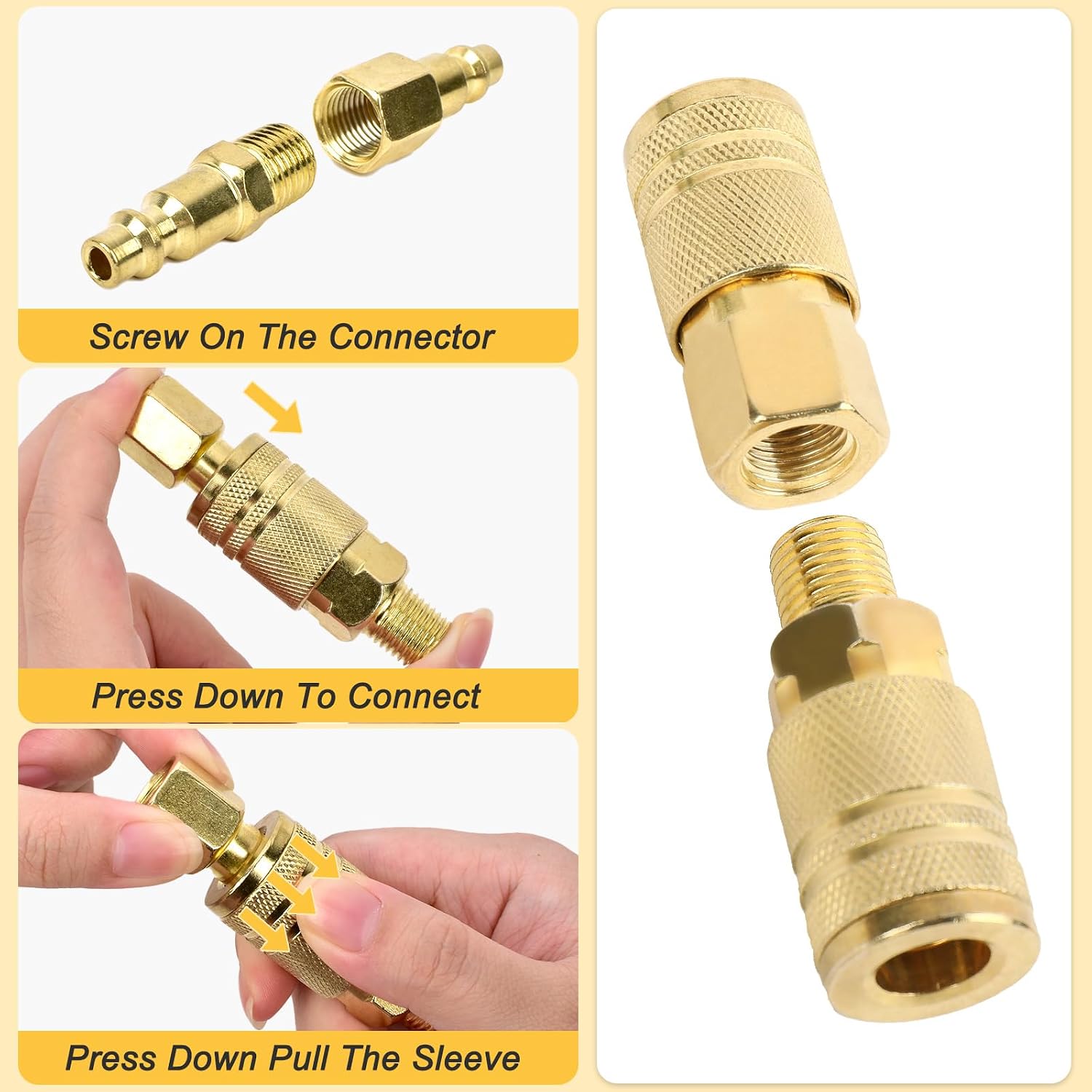 Air Hose Fittings Universal Air Coupler Industrial Air Plug Kit 1/4 Inch Thread and Body Size 15PCS Air Compressor Accessories for Air Compressor Fittings and Air Fittings