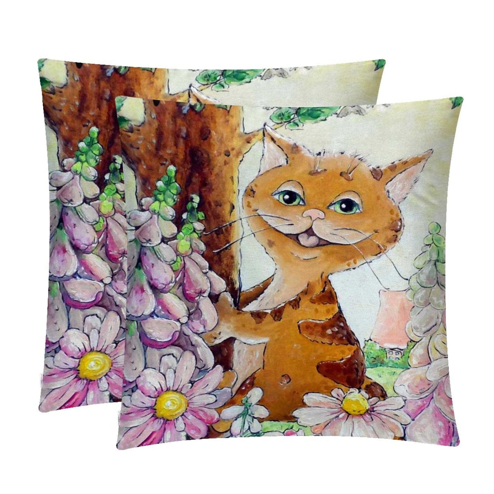 Coussin Lombaire Chat au jardin pour embellir un fauteuil de véranda