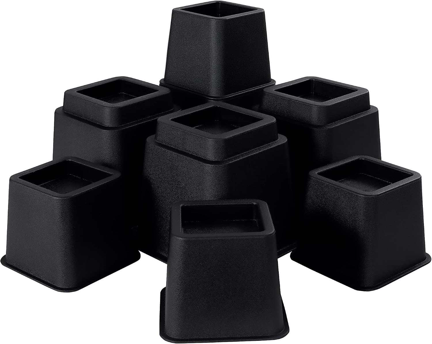 Oakias Bed Risers Black – Set of 4 – Adjustable Furniture Risers from 3, 5 up to 8 Inches – Heavy Duty (Supports up to 1300 lbs.)