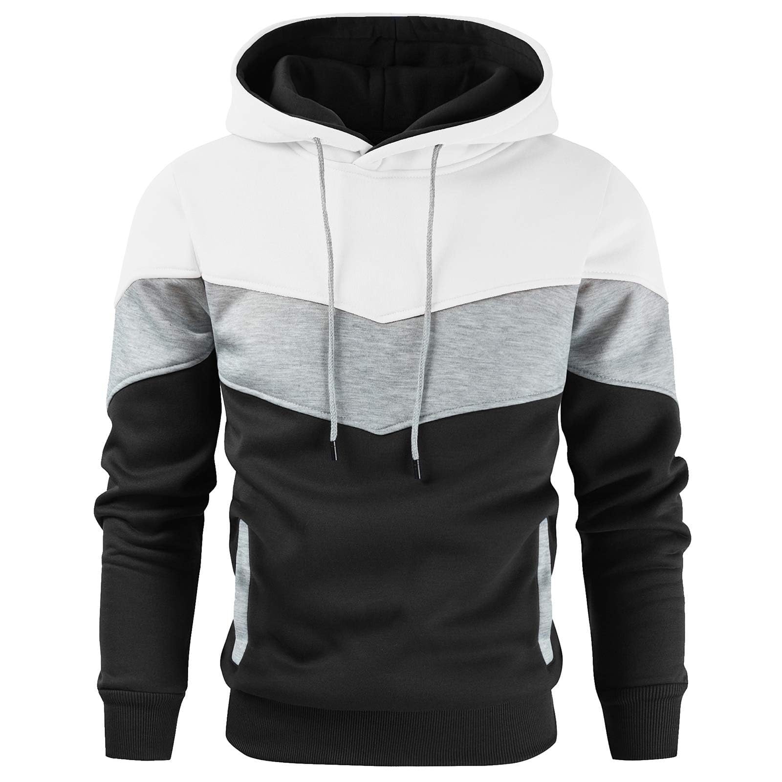 Men's Novelty Color Block Pullover Fleece Hoodie Casual Sweatshirt
