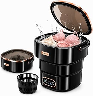 Portable Washing Machine 16L Foldable Mini Washer for Underwear Socks Baby Clothes Small Loads Compact Washer for Apartment Dorm RV Travel (Black)
