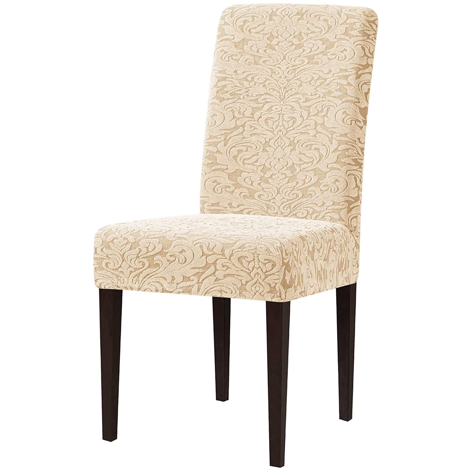 Leomix Jacquard Damask Dining Chair Slipcovers, Washable Chair Cover Stretch Furniture Removable High Back Chair Protector, for Home Dining Room Kitchen Hotel,E,6pack