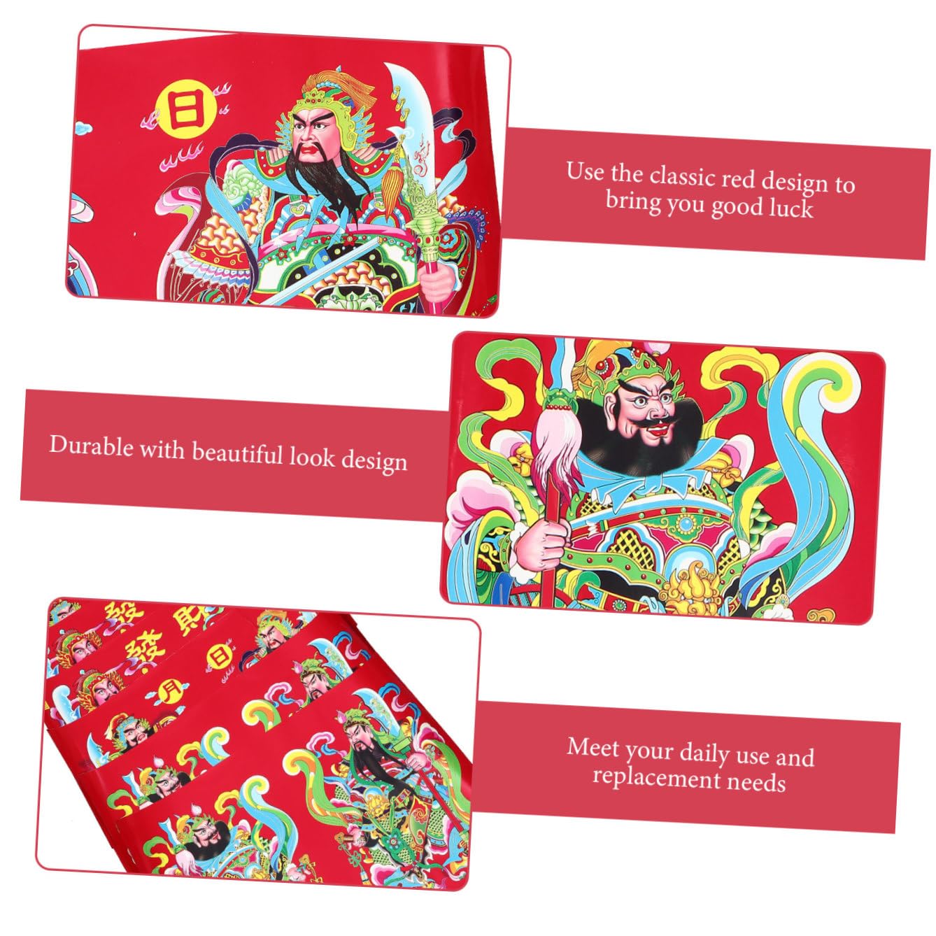 Amosfun 4 Juegos De La Puerta De La Riqueza Pegatina Decoración Dormitorio Home Decor Adornos De Año Ventana De Navidad Se Aferra Imagen De Estilo Chino Foto De Año Nuevo 6 Piezas * 4