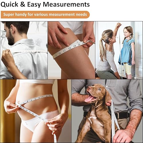 Miniatura 3 de Paquete de 3 cintas métricas de doble escala de 60 pulgadas (59.1 in), tela de costura flexible para medidas corporales y pérdida de peso, precisa y