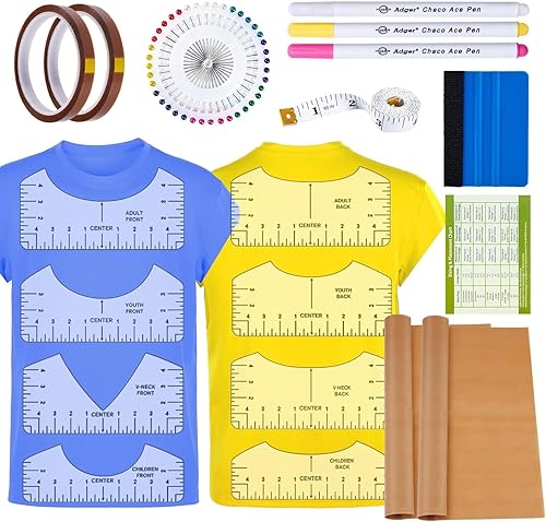 Miniatura 16 de 12 piezas de guía de regla de camisetas para alineación de vinilo, accesorios de medición de camisetas, herramientas para prensa de calor Cricut