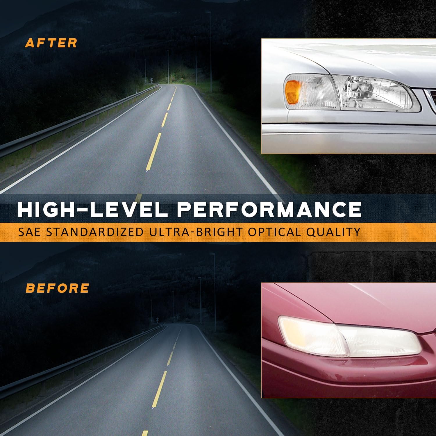 WEELMOTO Headlights Assembly Compatible with 1998 1999 2000 Corolla Headlamp Replacement Chrome Housing Amber Reflector Driver & Passenger Side