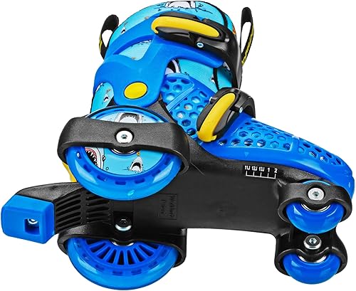 Miniatura 3 de Fun Roll Beginner Roller Skates by Roller Derby, Adjustable Sizing, Skates for Kids, Toddlers, Boys, Girls Tiburón de pizza