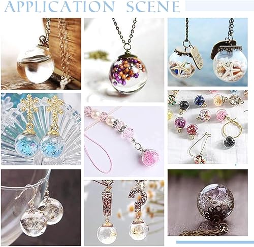 Miniatura 6 de PH PandaHall 60 juegos de 6 tamaños de botella de globo de vidrio transparente, botellas colgantes de deseos de 8/10/12/14/16/0.709 in con cúpula