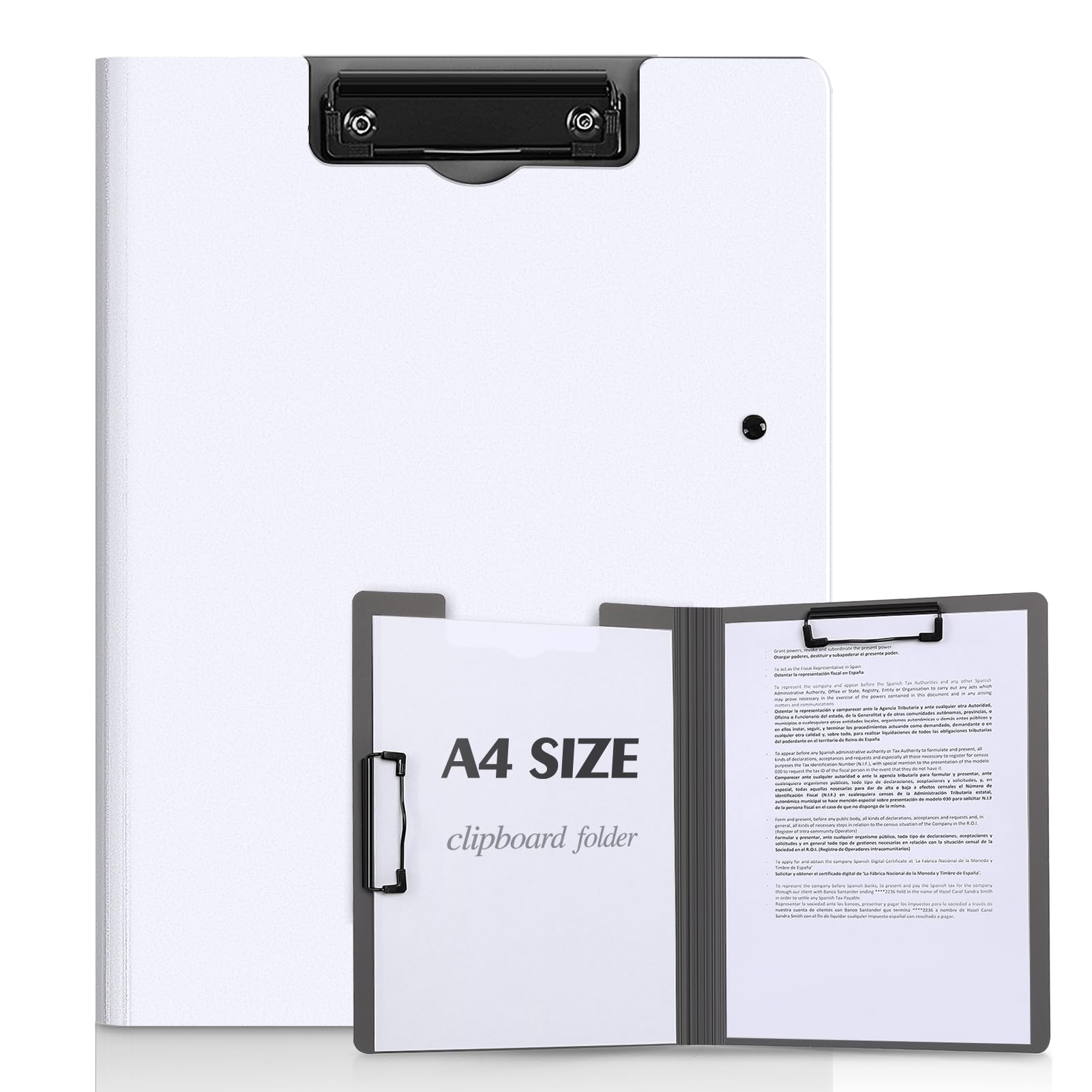 KONVINIT Clipboard A4 with Cover Foldover Clip Board with Double Clips Plastic Folding Clip Board Folder for School,Office,Home Document Organiser
