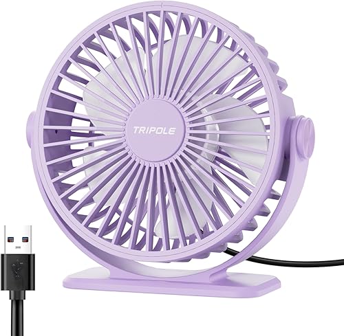 Vista 10 de TriPole Ventilador de Escritorio USB Pequeño Ventilador Personal Portátil, 3 Velocidades Ajustables Brisa Fuerte Mini Ventilador Eléctrico, Rotación