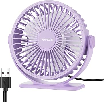TriPole Desk Fan USB Powered Small Portable Quiet Mini Personal Plug In Fan