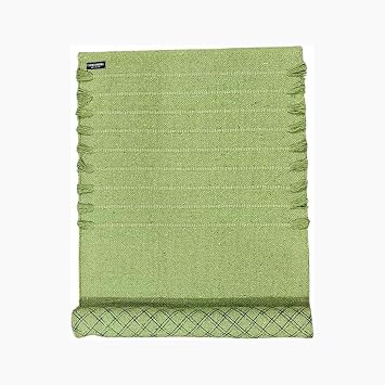 Handmade Organic Cotton Yoga Mat Natural Yoga Mat - Yoga Rug - Exercise, Workout, Fitness Rug Made of 100% Cotton - Woven Material - Absorbent & Washable - 72"" x 24"" Green