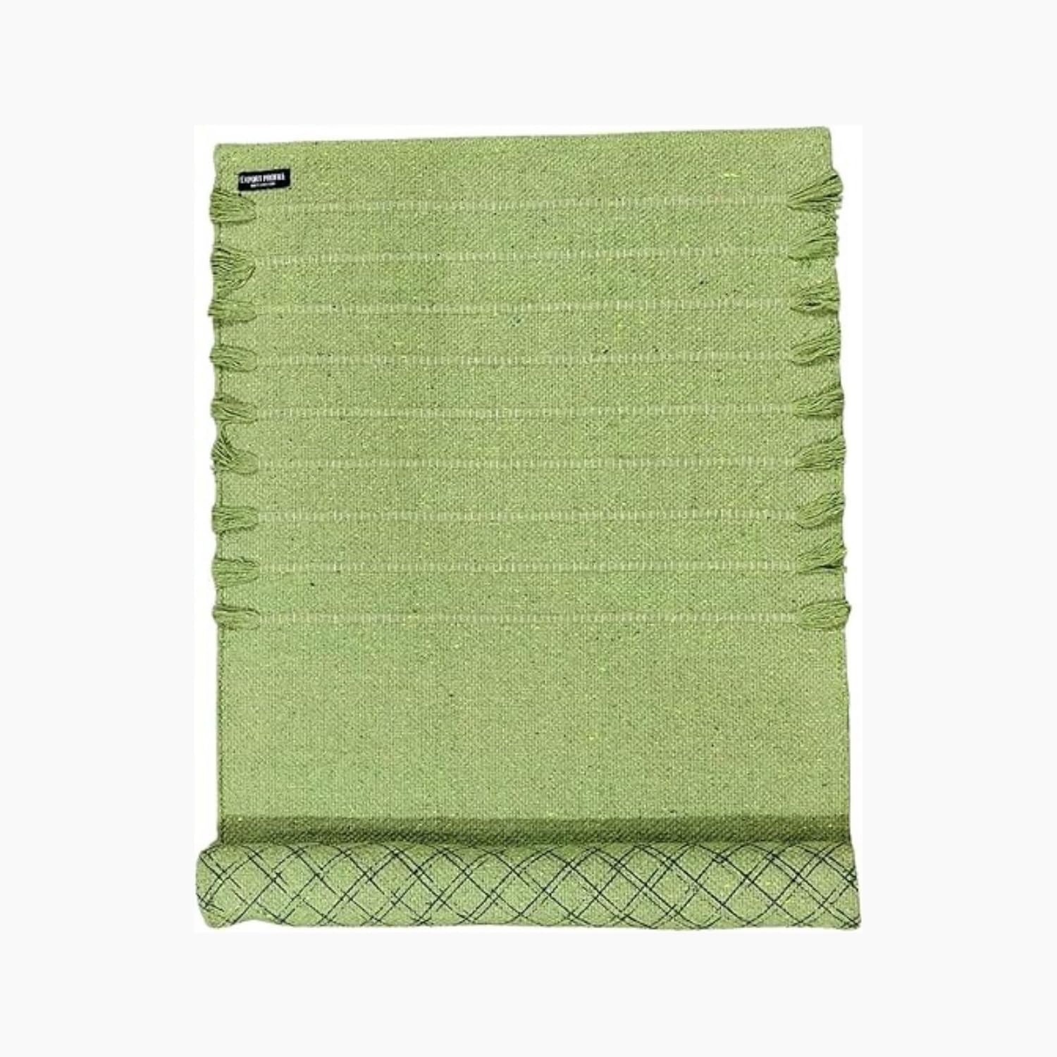 EXPORT PROFILE Handmade Organic Cotton Yoga Mat 72 x 24 Inch | Natural Woven Exercise & Fitness Rug | Absorbent, Washable Yoga Mat for Yoga, Meditation & Workout | Green