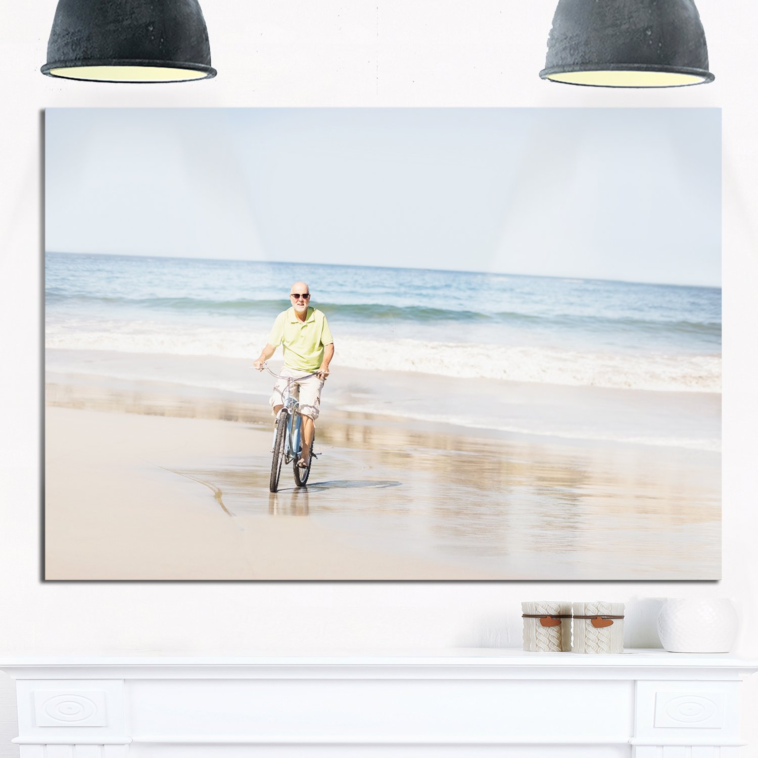 Amazon.com: Designart Smiling Senior Man Riding Bike Landscape