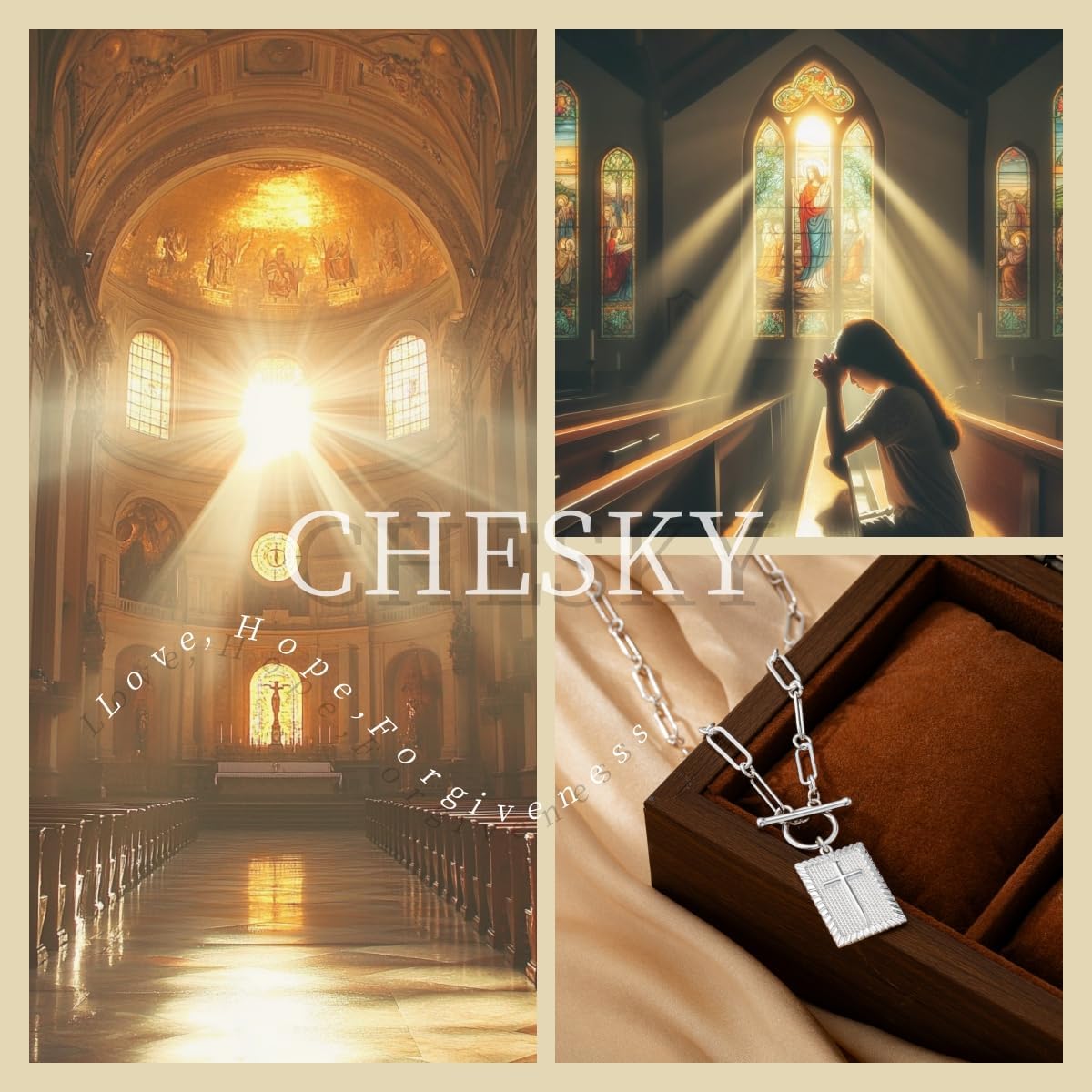 CHESKY Cross Necklace for Women Trendy, Dainty 14K Gold Plated Paperclip Charm Necklace for Womens Chunky Cross Pendant Necklace Gold Jewelry Religious Christian Gifts for Christians - Image 6