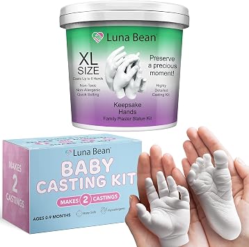 Luna Bean XL Family Hand Casting Kit & Baby Footprint Hand Kit DIY Keepsake Gift for Parents