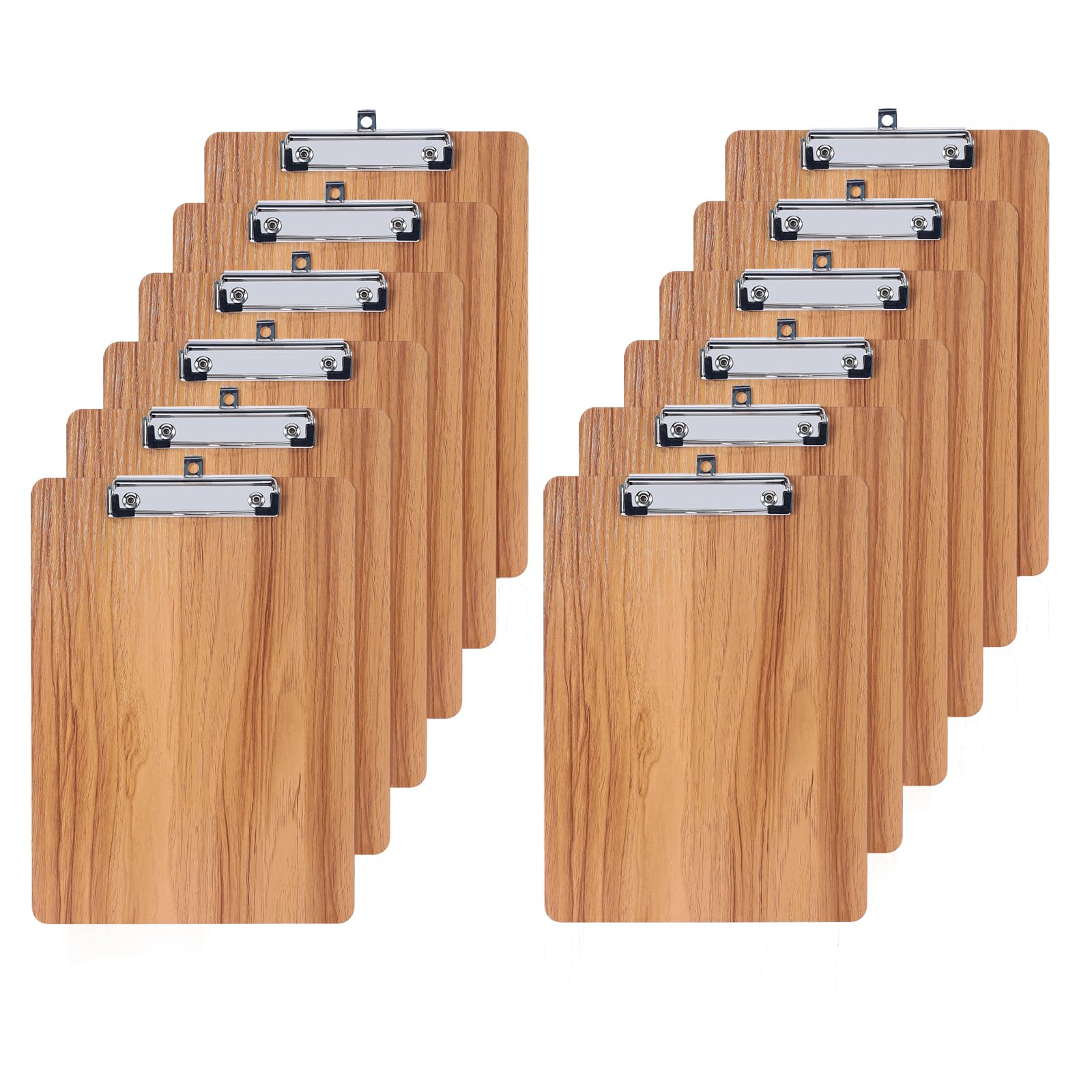 GUOKOFF A5 Clipboard, 12 Pcs Wooden Clipboards, Clipboard with Low Profile Clip and Hanging Hole