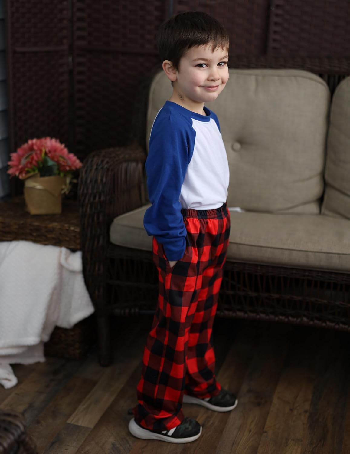 Arshiner Boys Pajama Pants 2 Pack Soft Plaid Sleepwear Kids Lounge PJ Bottoms with Pockets - Image 3