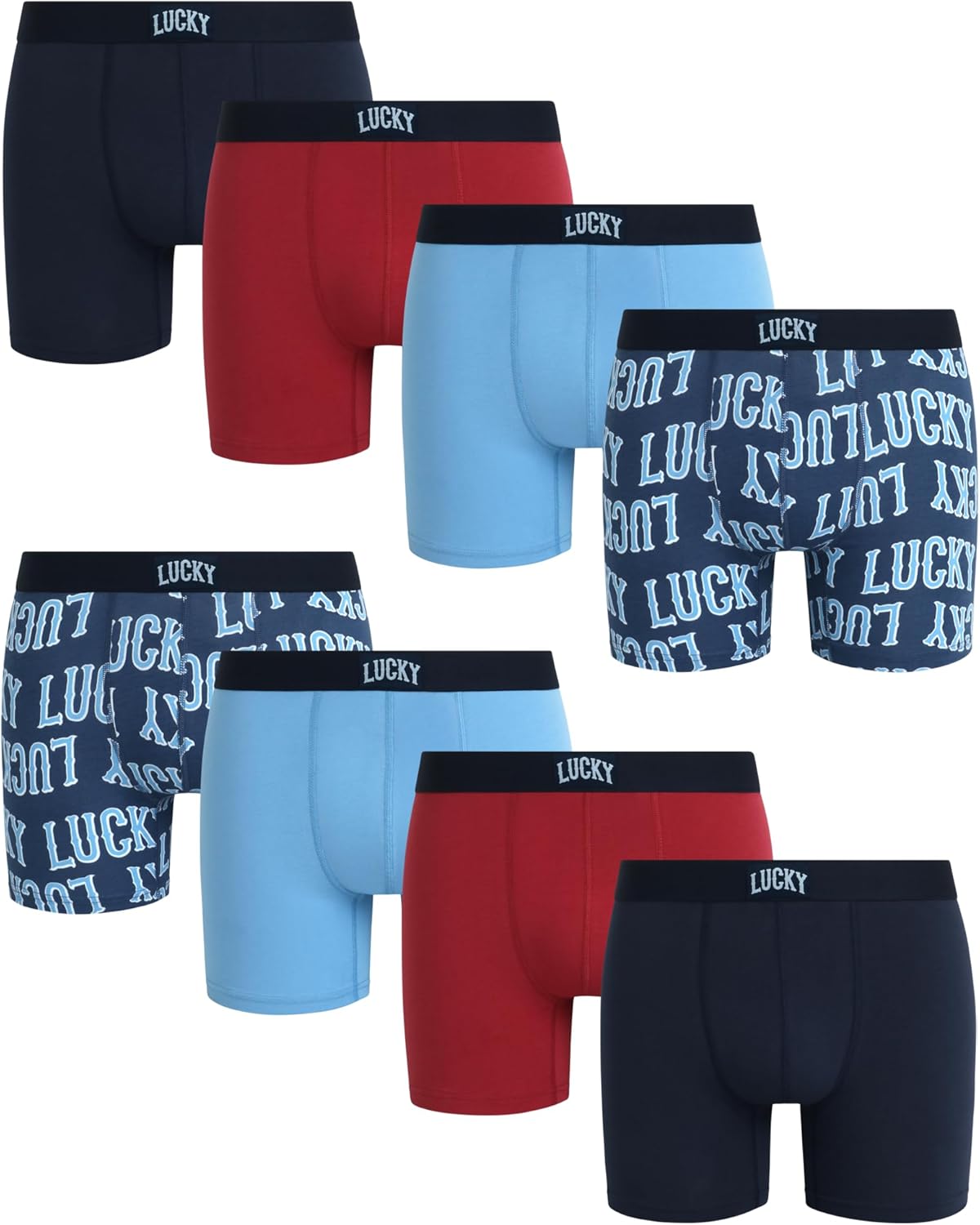 Lucky Brand Mens Boxer Briefs - 8 Pack Cotton Blend Stretch Performance 6'' Inseam Mens Underwear Boxers with Contour Pouch