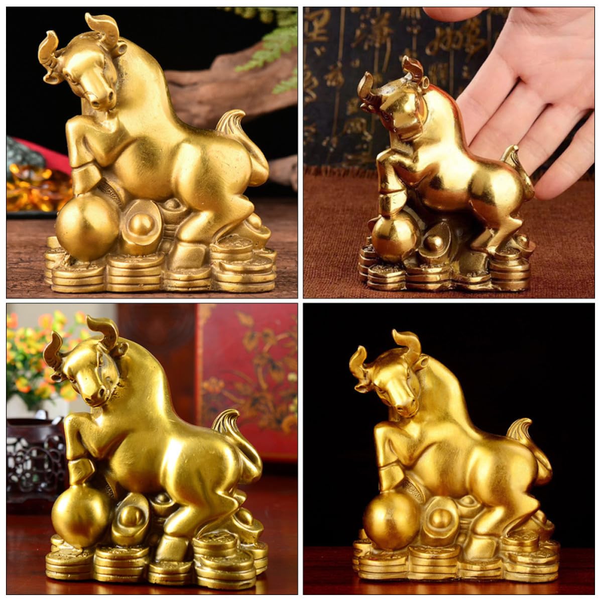 Gatuida Figura de Toro de Cobre Dorado, Adorno Creativo de Mesa