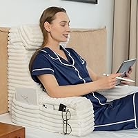 Vista 10 de ENITYA Almohada de espalda XL de 22 pulgadas para sentarse en la cama, almohada de lectura con brazos integrados, silla de apoyo de respaldo suave