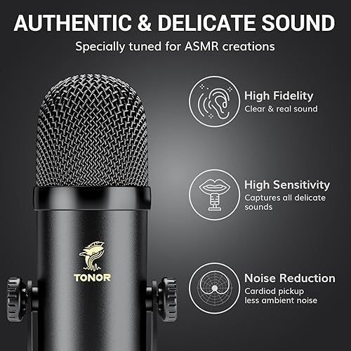 Miniatura 3 de TONOR ASMR - Paquete de equipos de micrófono con interfaz de audio, audio estéreo 3D inmersivo, micrófonos de condensador dual con mezclador de