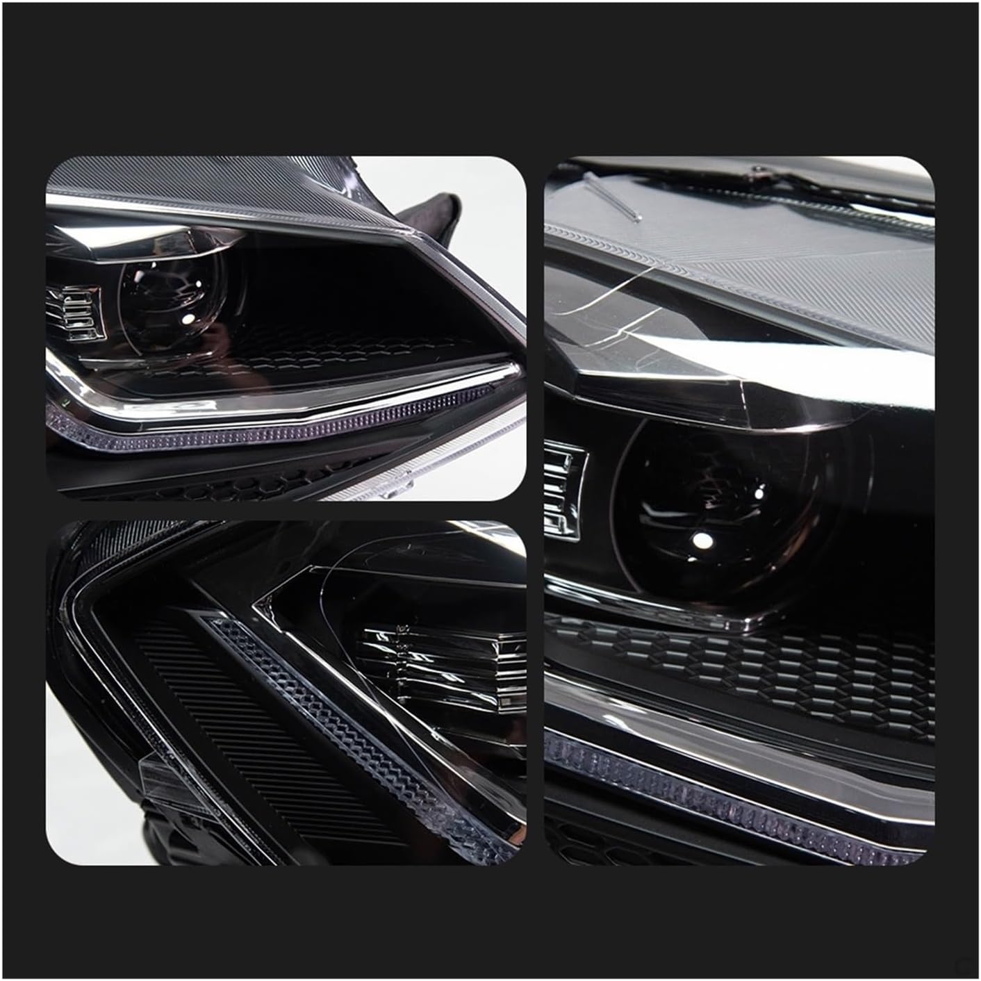 2 PCS Compatible For Golf 7 2013-2017 MK7 Upgrade .5 Design Auto Headlights Assembly Bifocal Lens Lamp Accessories(Red LED,For Right Hand Drive)