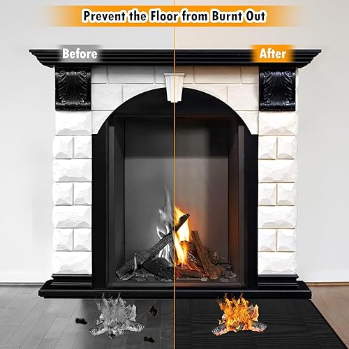 Miniatura 6 de Tapetes ignífugos de 32 x 60 pulgadas para chimeneas rectangulares resistentes al fuego, almohadillas de parrilla ignífugas, tapete para debajo