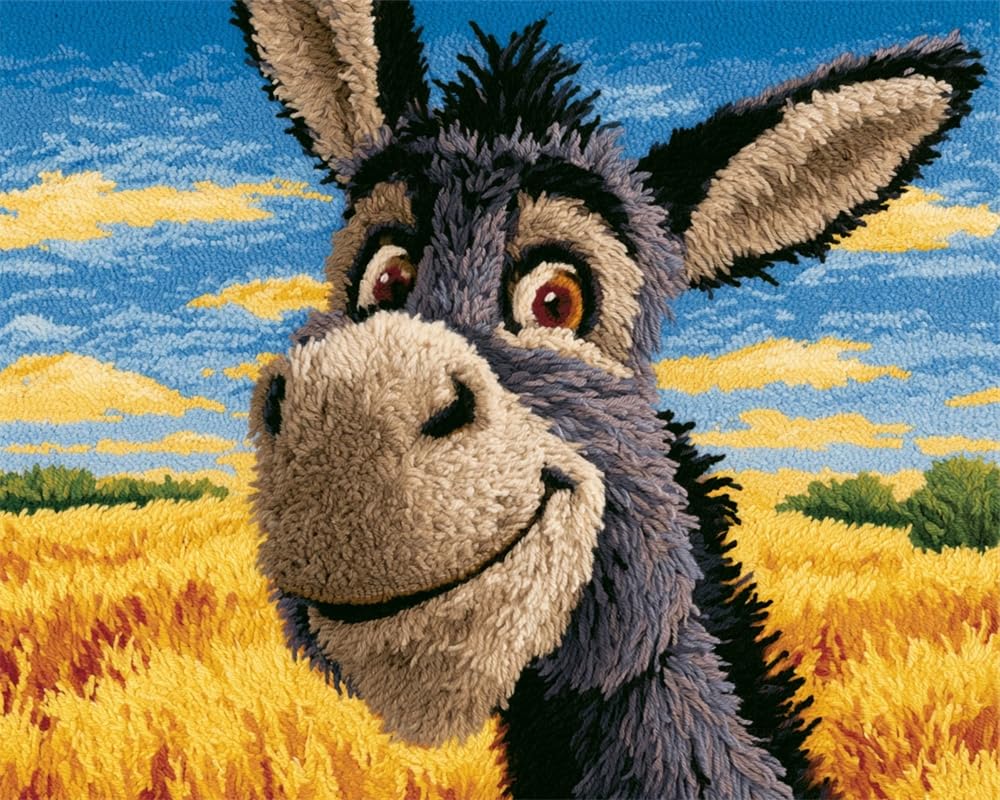 FWRTYCB Latch Hook Rug Kit,Cute Smiling Donkey