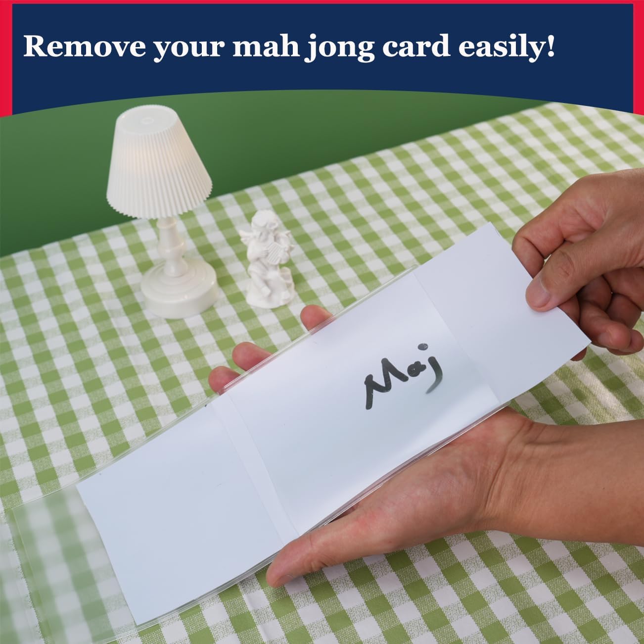 Mah jongg Card Sleeve,2 pcs, Compatible with Large Print Mah Jong Card, Matte Surface, PVC Plastic, Soft,Sturdy