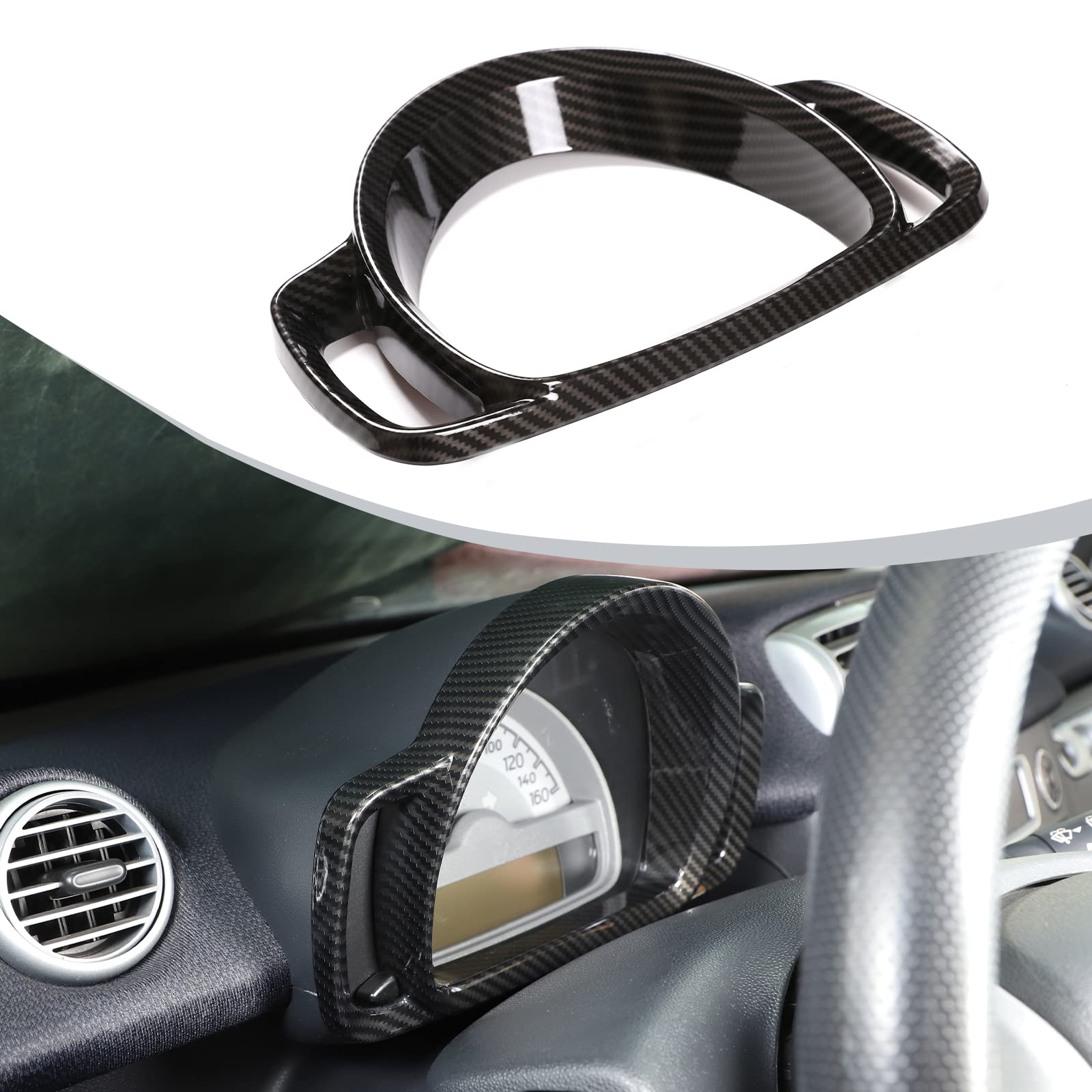 Anello decorativo del telaio del cruscotto in plastica ABS per Smart 451 Fortwo 2009-2015 interni (fibra di carbonio)