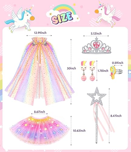 Miniatura 6 de Ropa de princesa para niña, vestidos de princesa iluminados, capa de princesa con juguetes para niñas de 3 a 6 años