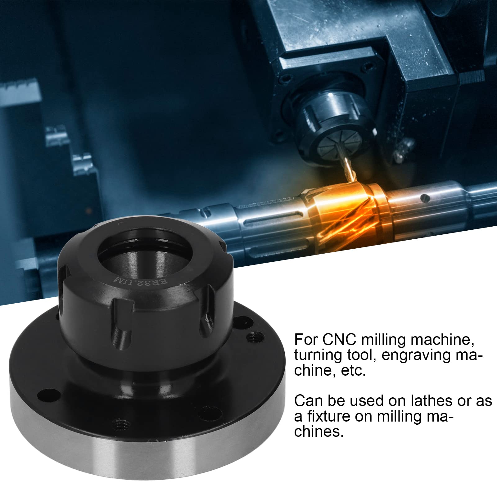 ER Portabrocas CNC de 100 mm de diámetro x 54 mm de altura, acero al carbono de alta precisión para fresadoras, torneado y grabado CNC
