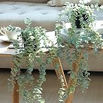 4 Packs Artificial Hanging Plants Potted Greenery Decor,Artificial Ivy Vine Faux Eucalyptus Hanging Plants,Boston Fern,String of Pearls for Office Home Wall Shelf Indoor Outdoor Decor,Wedding Party