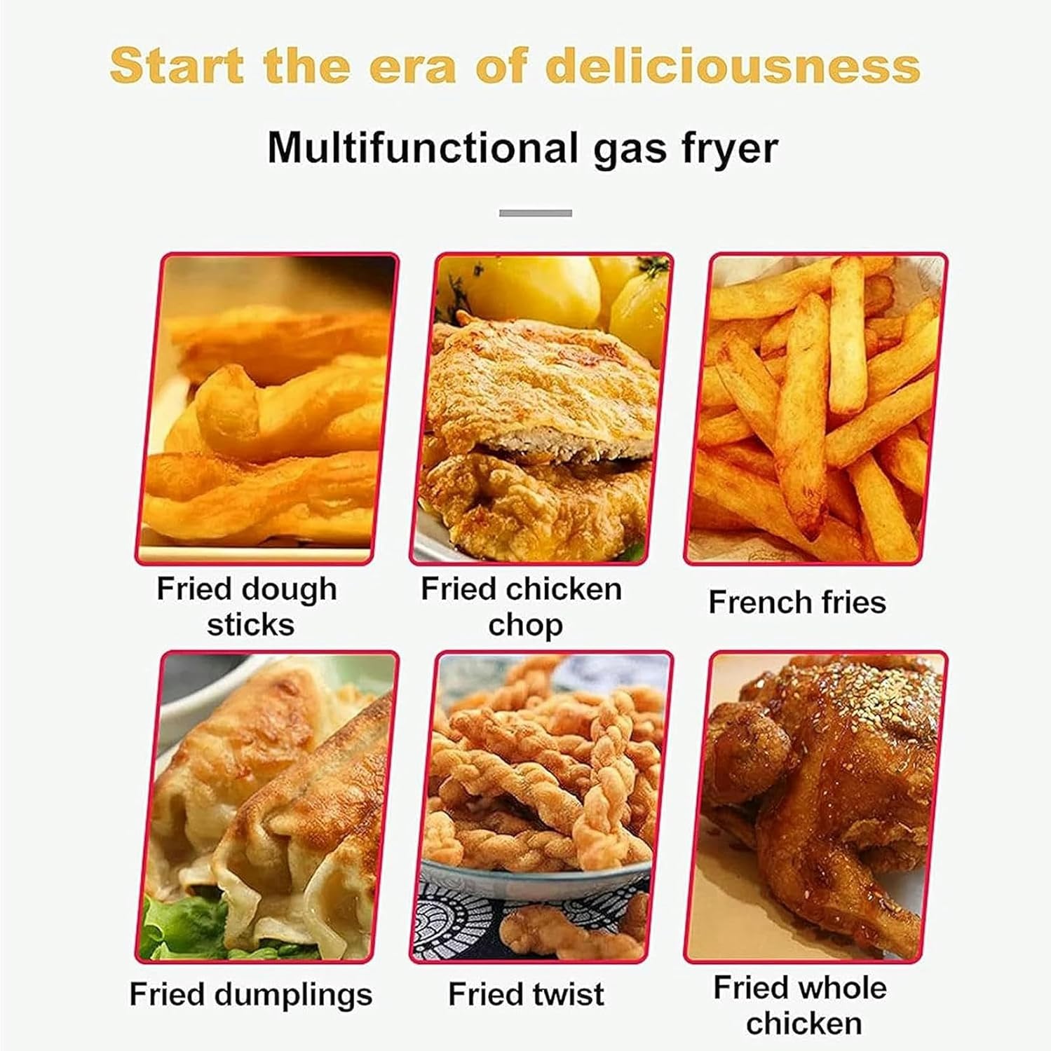 XENITE 10L*2 Deep Fryer Commercial Gas Manual Temperature Adjustment Professional Gas Fryer Stainless Steel Infrared Energy-Saving with Removable Basket Chip Fryer,Double Cylinder