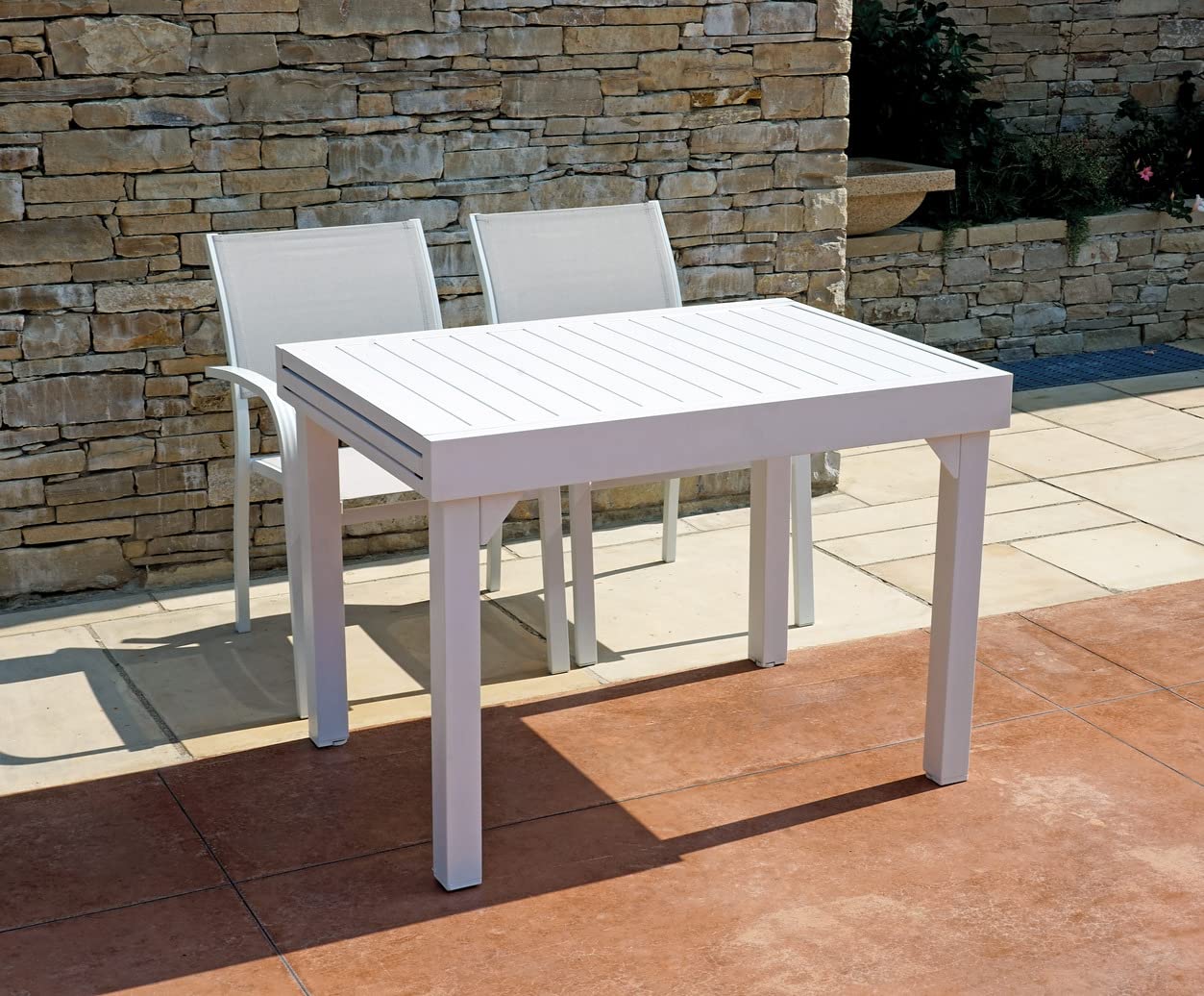 Gruppo Maruccia Tavolo per Esterni in Alluminio Allungabile Tavolo per Balconi e Spazi Ristretti Allungabile da 104 a 208 Centimetri Color Bianco