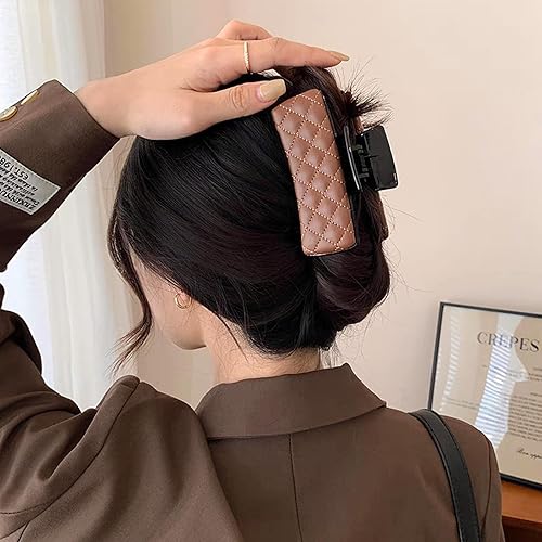 Miniatura 3 de Pinza para el pelo de piel sintética, estilo francés, pinza de sujeción fuerte, accesorios para el cabello cuadrado para mujeres y niñas, cabello