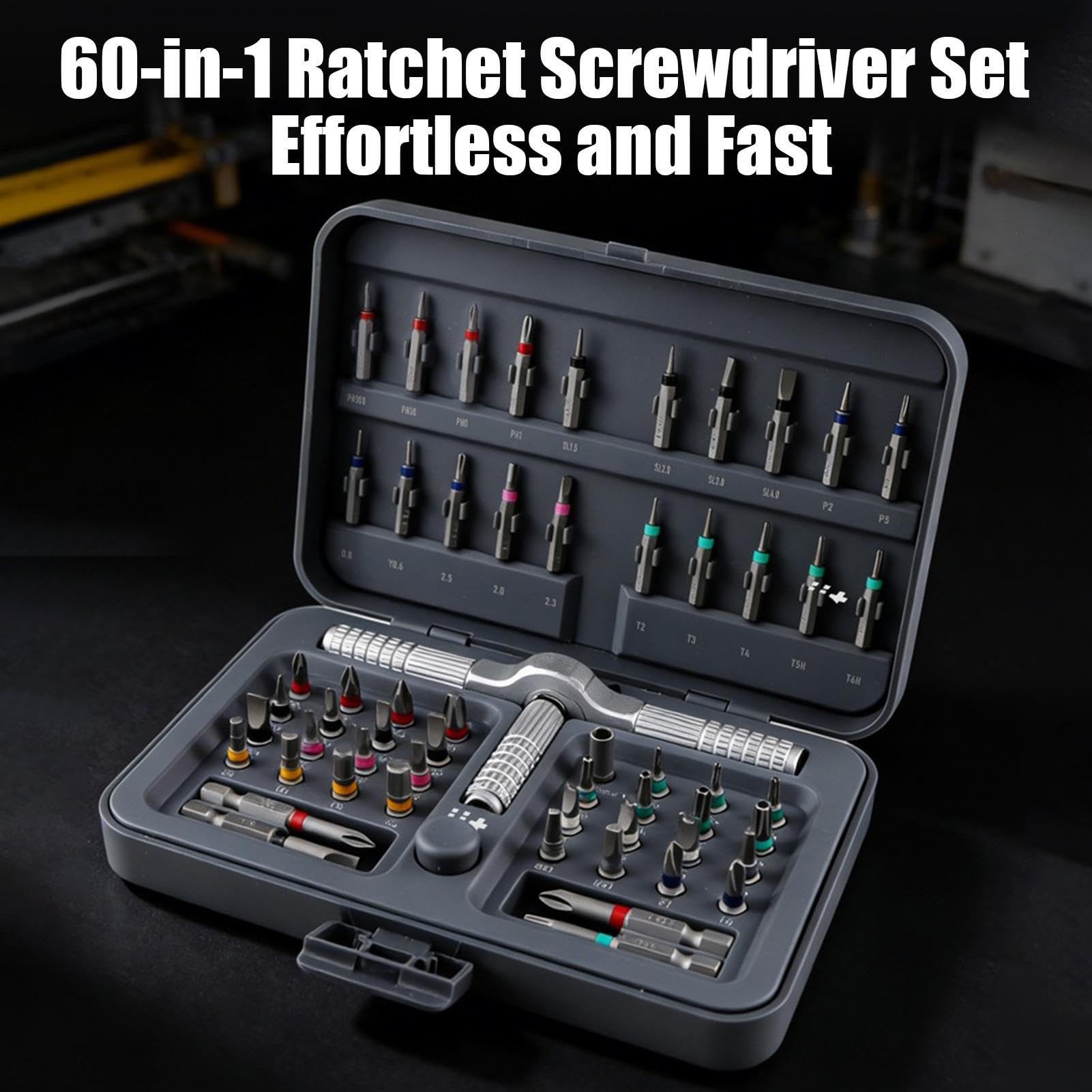 Set di cacciaviti a cricchetto 60-in-1 strumento di riparazione automobilistico magnetico con | Set di cacciaviti a cricchetto per riparazione elettricista HVAC Tech Meccanico Automotive Casa