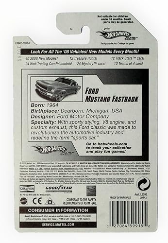 Miniatura 2 de Hot Wheels 2008 027 Nuevos Modelos Ford Mustang Fastback Rojo 2008 27