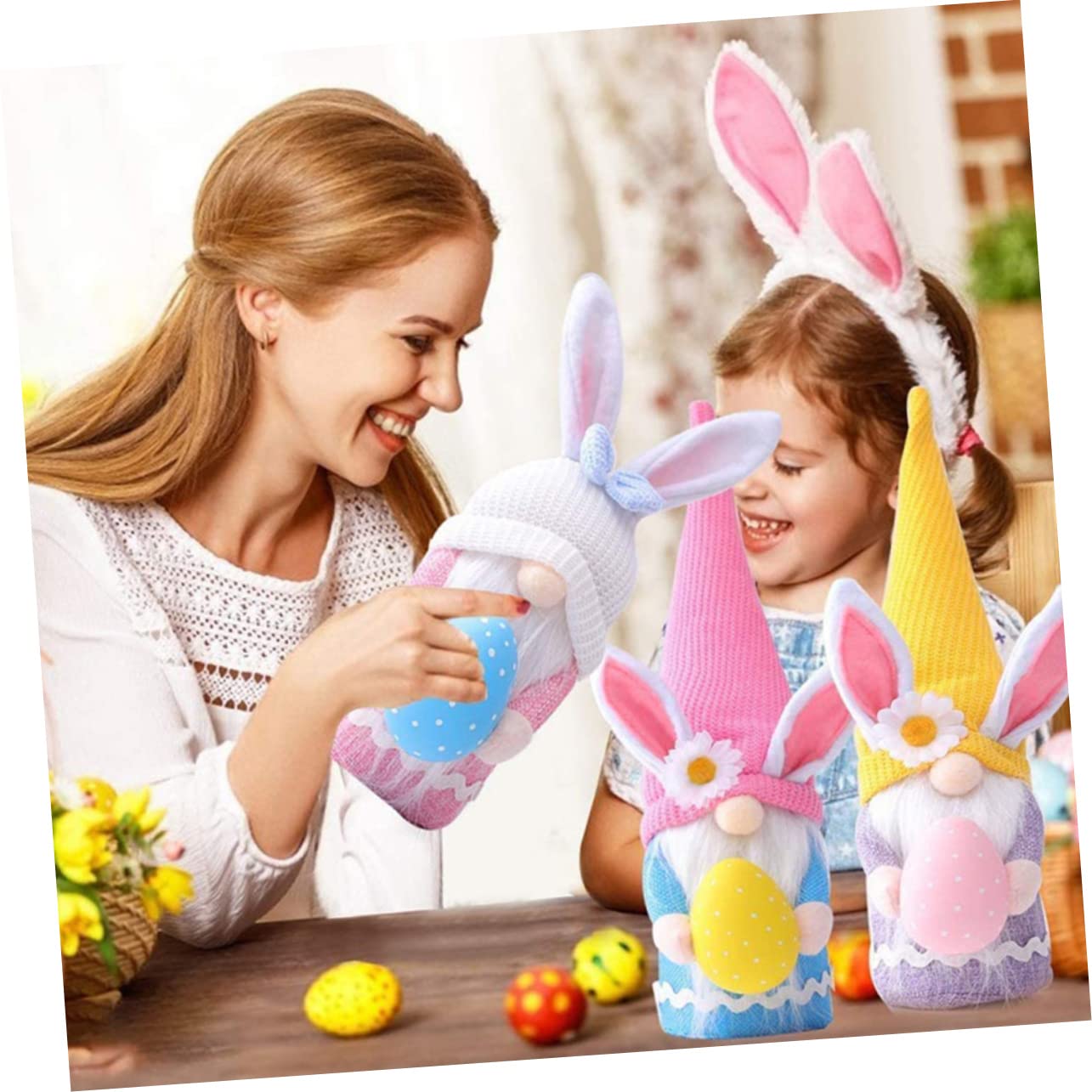 3pezzi Decorazioni Pasquali Coniglio Gnome Peluche Cappello e Cotone Pp per Decorazione Giardino e Patio, Delicate e Carine Bambole da Collezione