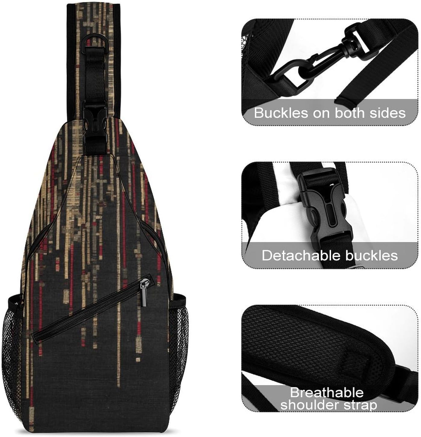 Long And Short Sling Crossbody Bag Lightweight Chest Shoulder Backpack for Outdoor Sports