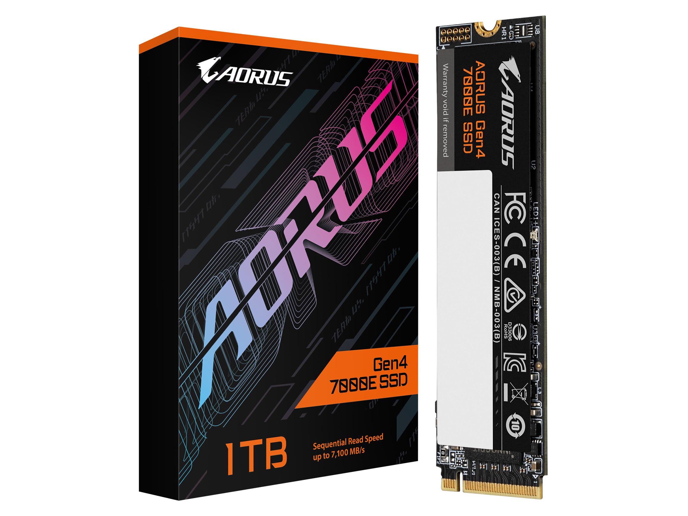 GIGABYTE AORUS Gen4 7000E - Disco Duro Interno de Estado sólido SSD PCIe 4.0 NVMe M.2 de 1 TB con Velocidad de Lectura de hasta 7100 MB/s, Velocidad de Escritura de hasta 6100 MB/s, AG470E1TB