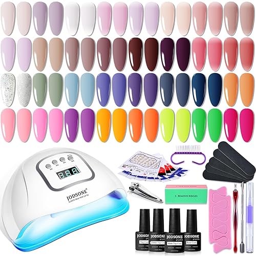 Miniatura 9 de JODSONE Kit de iniciación de 80 esmaltes de uñas de gel con capa base y capa superior mate brillante, juego de esmalte de gel para remojar, regalo