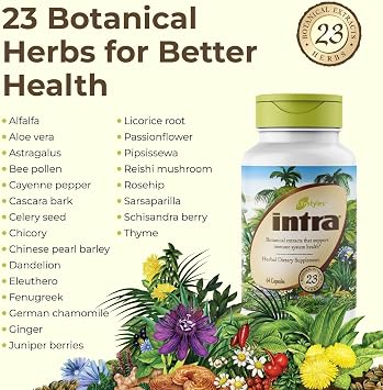 Intra Lifestyles Capsules - Herbal Supplement for Immune Support, Detox, Digestive & Cardiovascular Health 23 Botanical Extracts Made in Canada 64 Capsules (256 Count (Pack of 4))