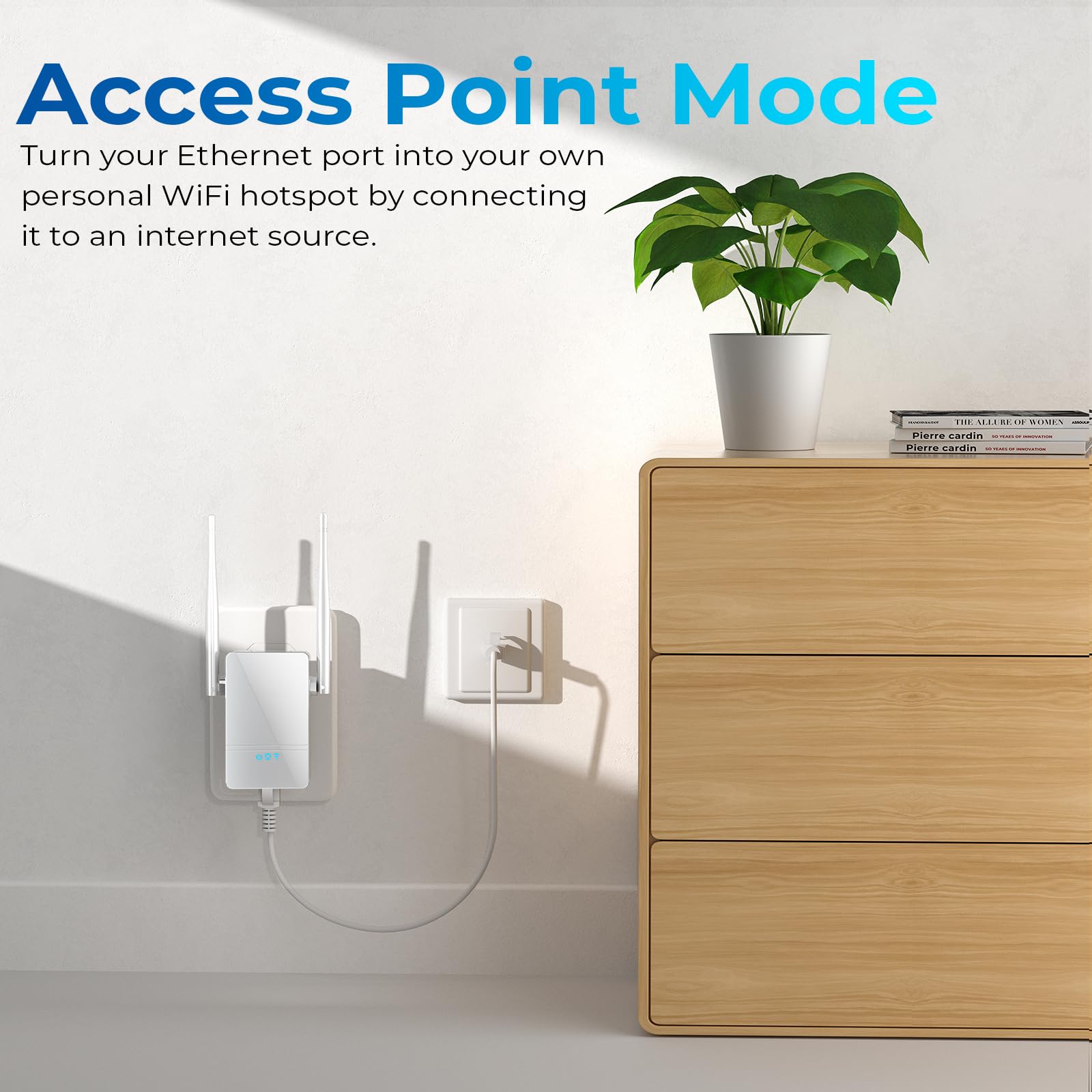 2026 WiFi Extender Signal Booster, New Gen Internet Booster for Home, 4X Faster, Covers up to 10,000 sq.ft, Wi-Fi Repeater with Ethernet Port, Wireless Long Range Amplifier, Easy Setup (White) — view 6
