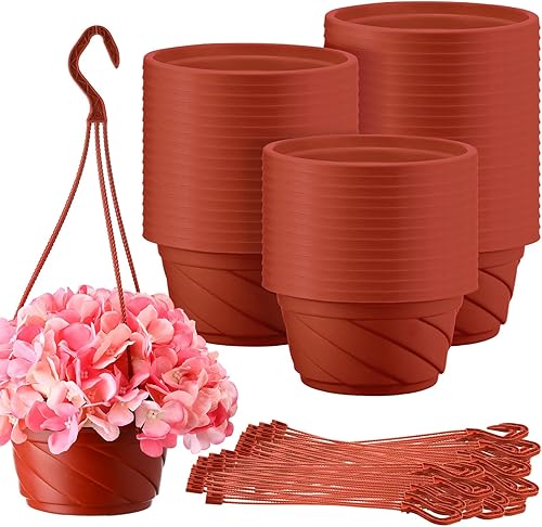 50 macetas colgantes de plástico redondas para plantas, contenedores colgantes de plástico con gancho para colgar, macetas para plantas de disponible en Yaxa Peru