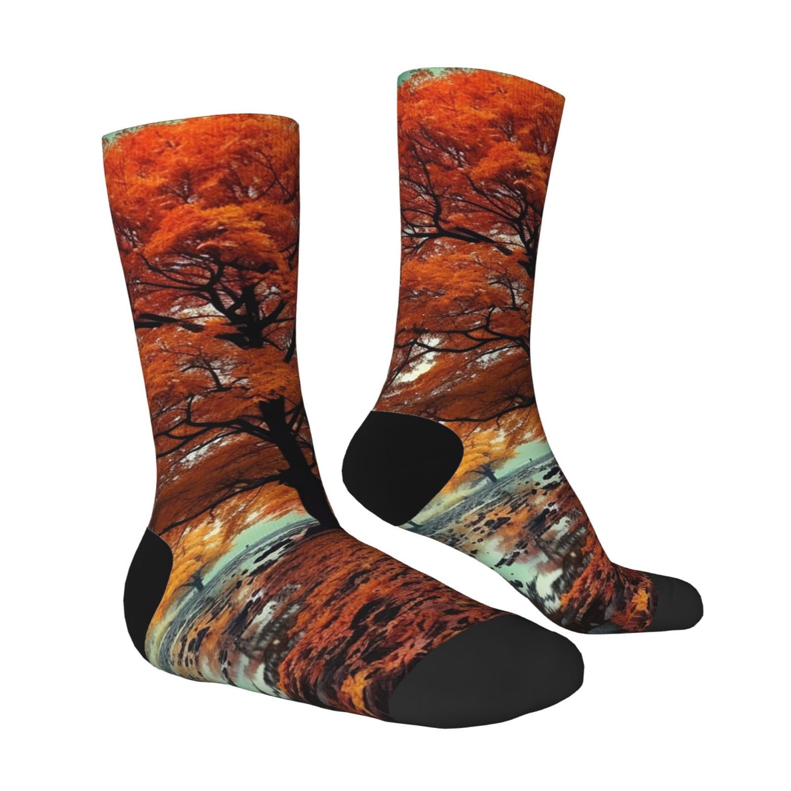 LZQPOEAS Maple tree in autumn Athletic Socks Unisex Cushioned Crew Socks Hiking Running Calf Sock Soft Above Ankle Sock