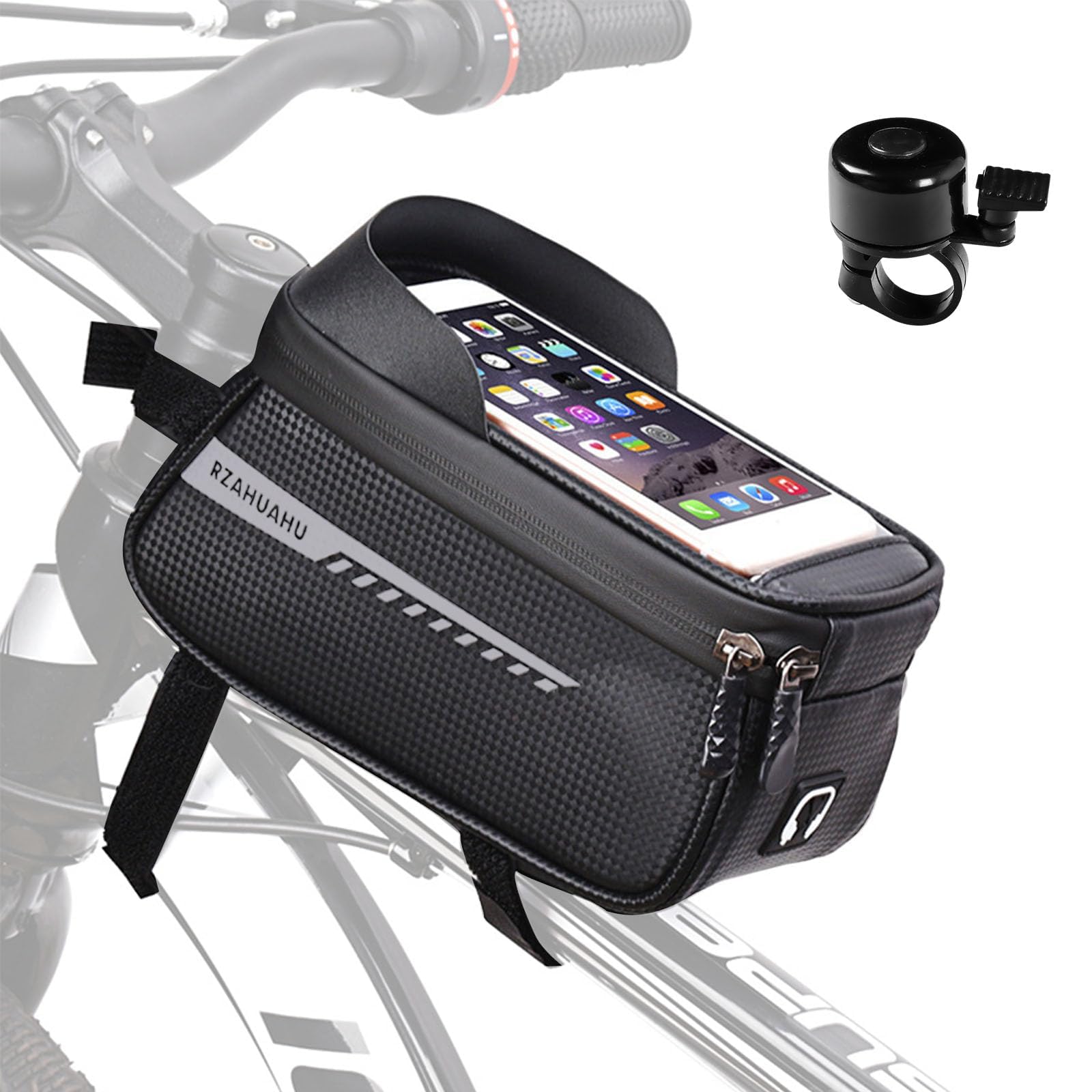Borsa da Bicicletta per Telaio Anteriore Impermeabile – Borsa Portaoggetti con Touch Screen, Ideale per Città, MTB e Uso Quotidiano, Accessorio Essenziale per Ciclisti