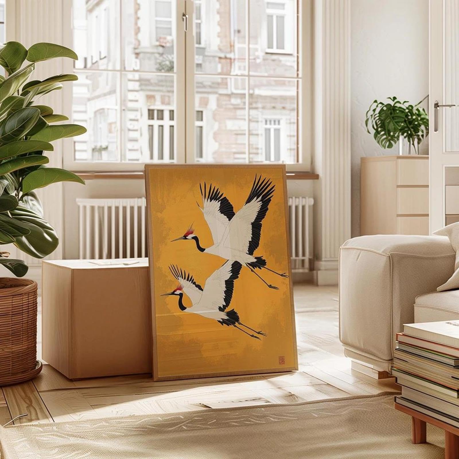 Baibexing Abstract Flying Birds Canvas Painting Posters Prints Wall Art Picture Home Decor A10 21X30Cm Unframed