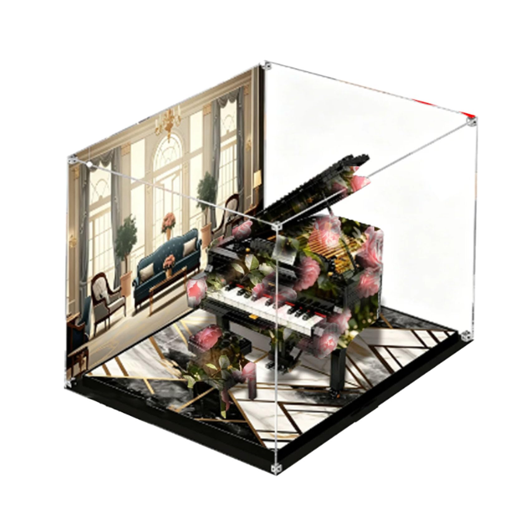Acrylic Display Case for Le-go 21323 Piano Model, Dustproof Display Box (display box only) (background 3mm-B)